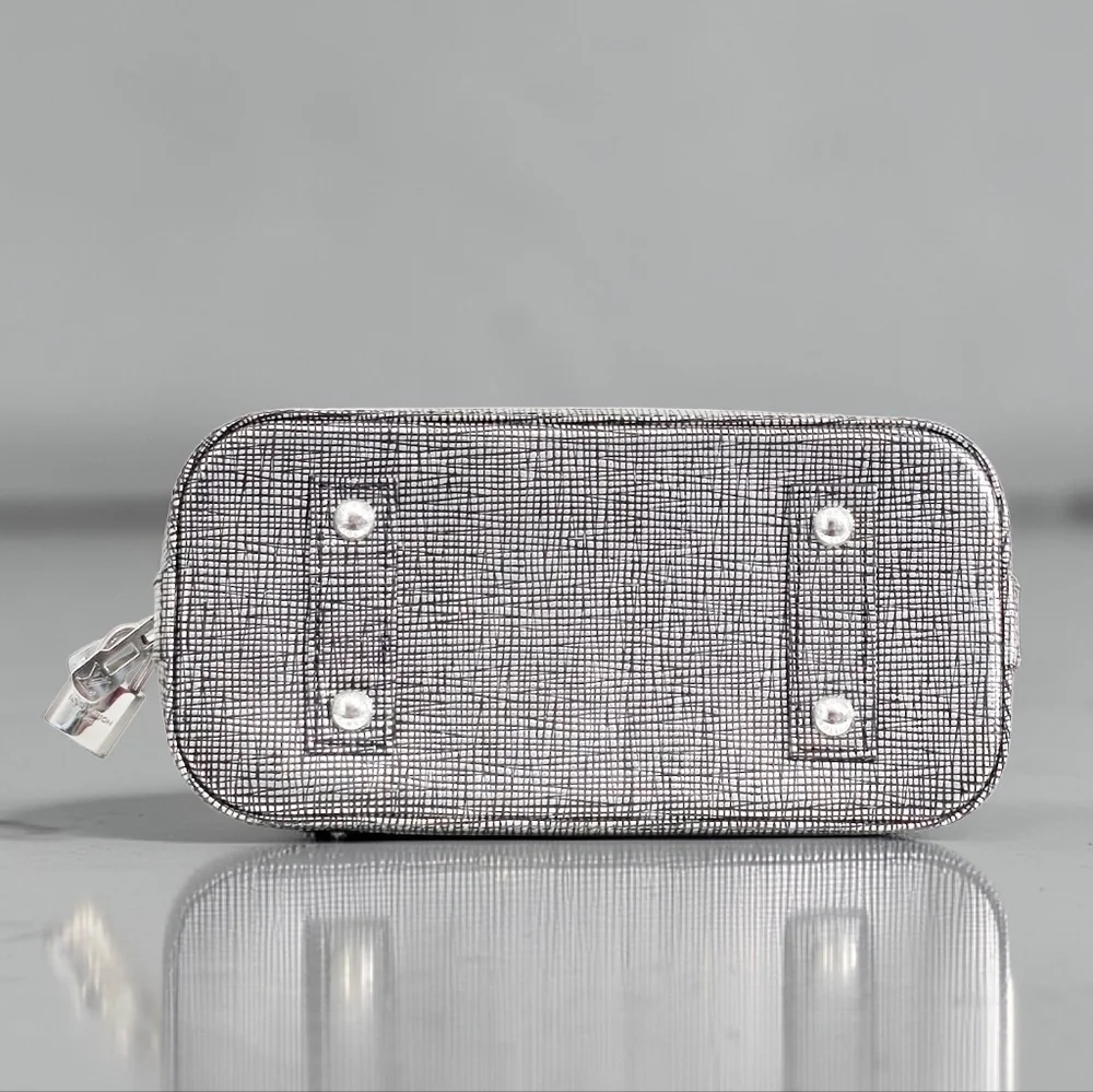 Louis Vuitton Alma BB Epi Leather Metallic Silver Black Crossbody Bag